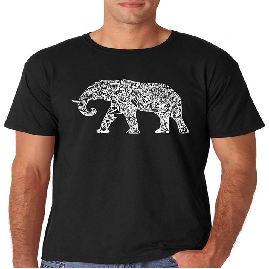 Adult Casual Graphic Mosaic Elephant T Shirt