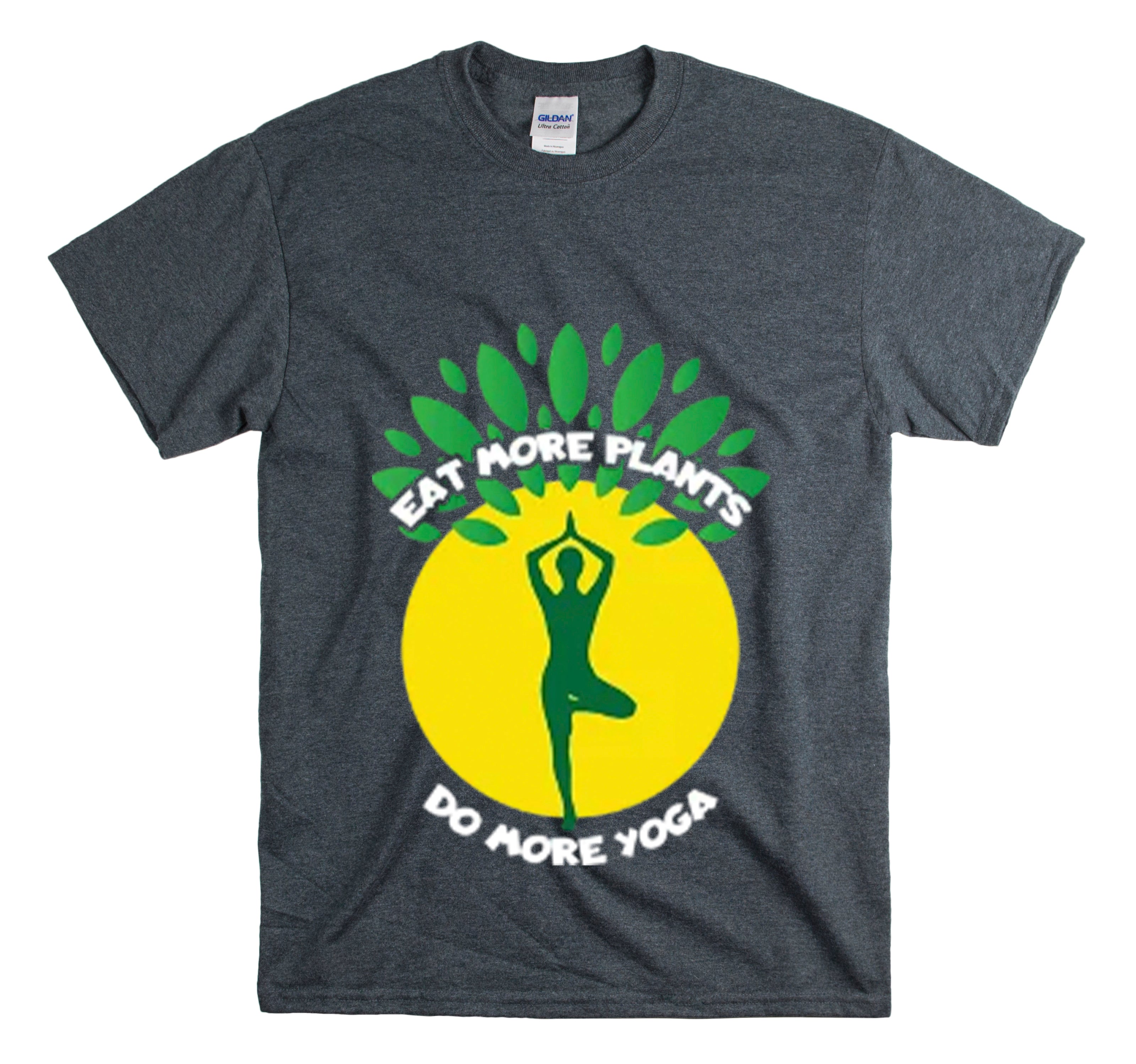 Shirt Funny Eat More Plants And Do More Yoga Vegan  Vegetarian Organic Environmental T-Shirt Unisex Heavy Cotton Tee