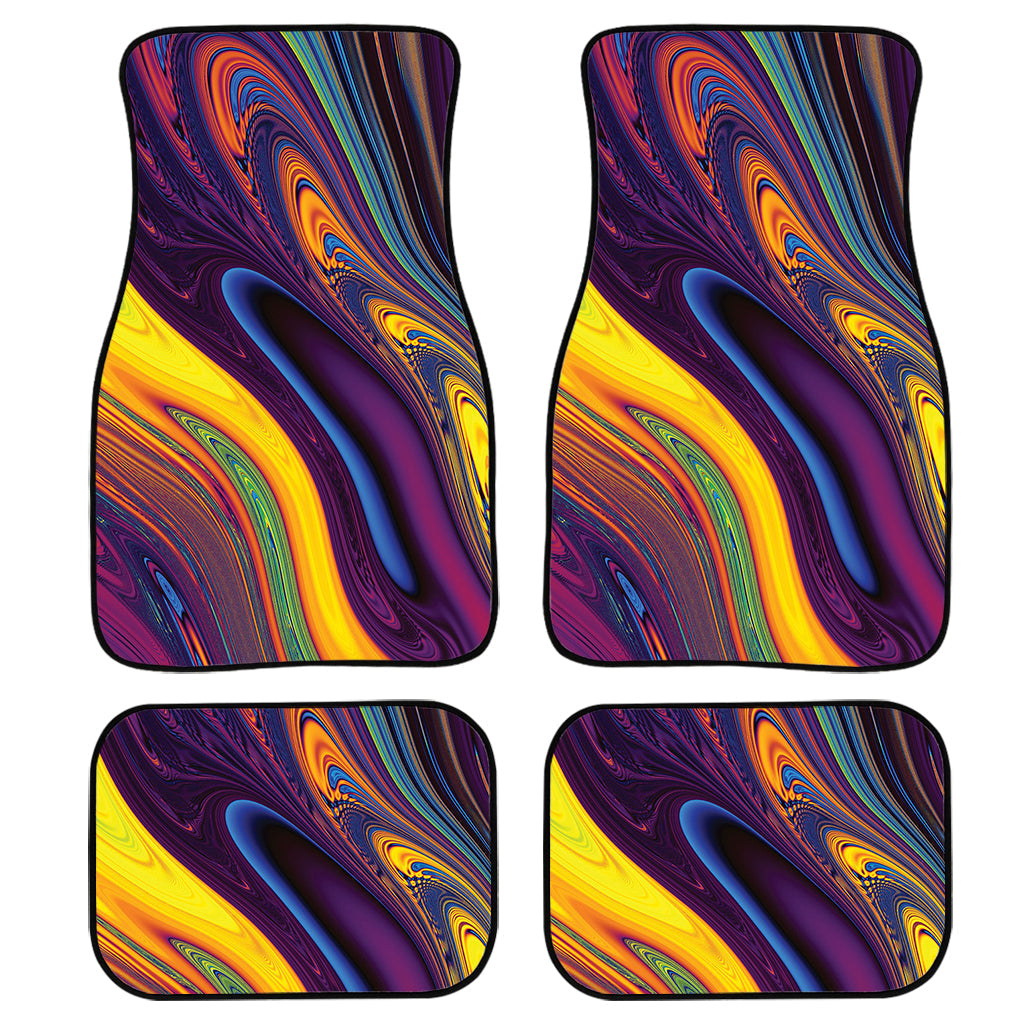 Psychedelic Trippy Fractal Print Front And Back Car Floor Mats, Front Car Mat