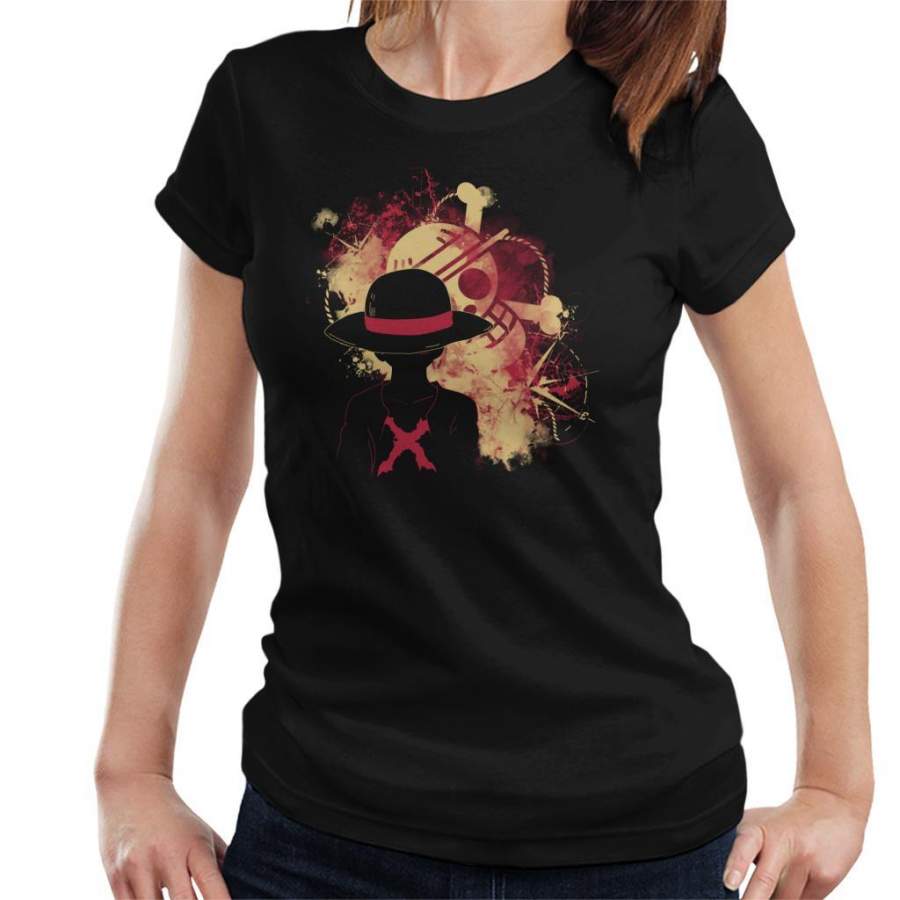One Piece Straw Hat Skull Silhouette Women’s T-shirt