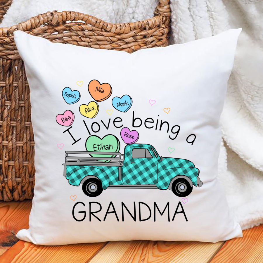 I Love Being A Grandma Truck Heart Colorful Indoor Pillow