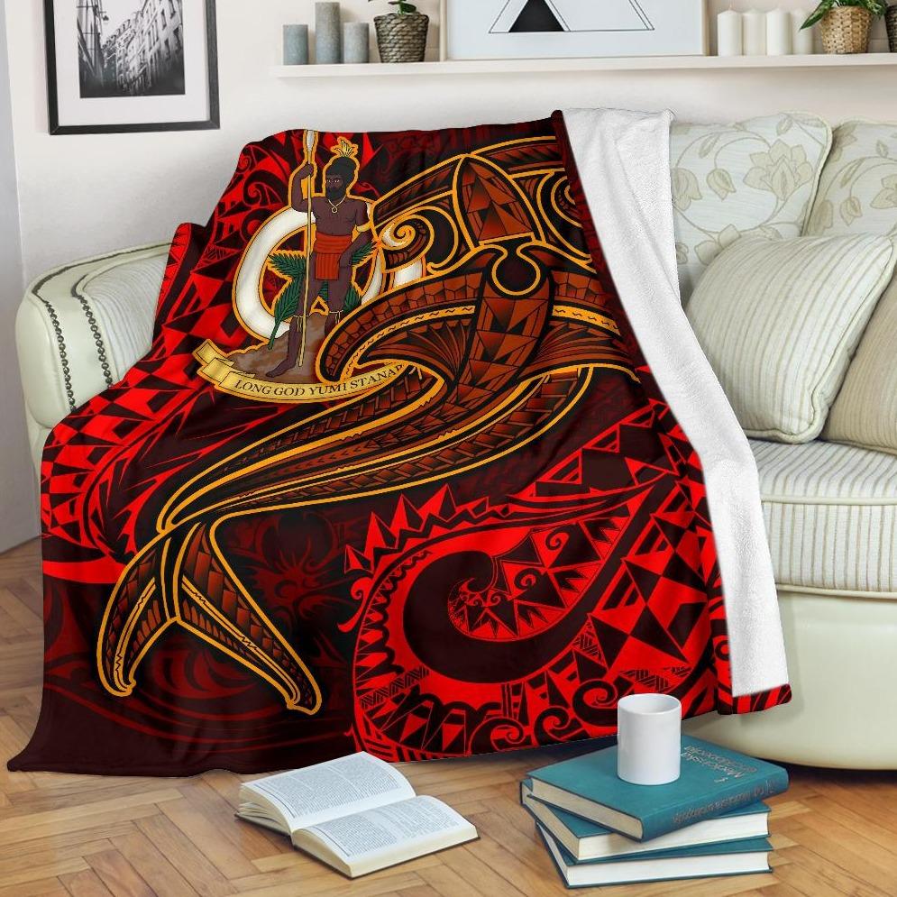 Vanuatu Polynesian Premium Blanket  – Red Shark Polynesian Tattoo – BN18