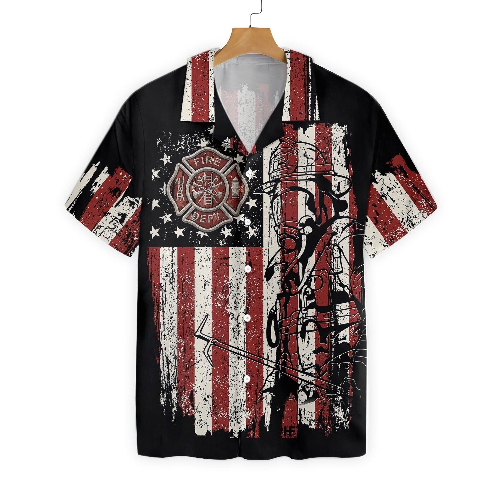 American Flag With Firefighter Logo Vintage 0801 Hawaii Shirt Ha33841