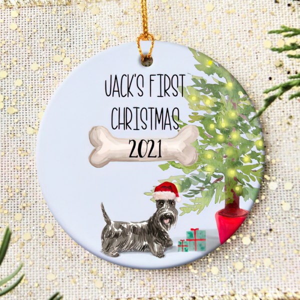 Personalized Scottish Terrier Puppy’S First Christmas Ornament, Scottish Terrier Ornament