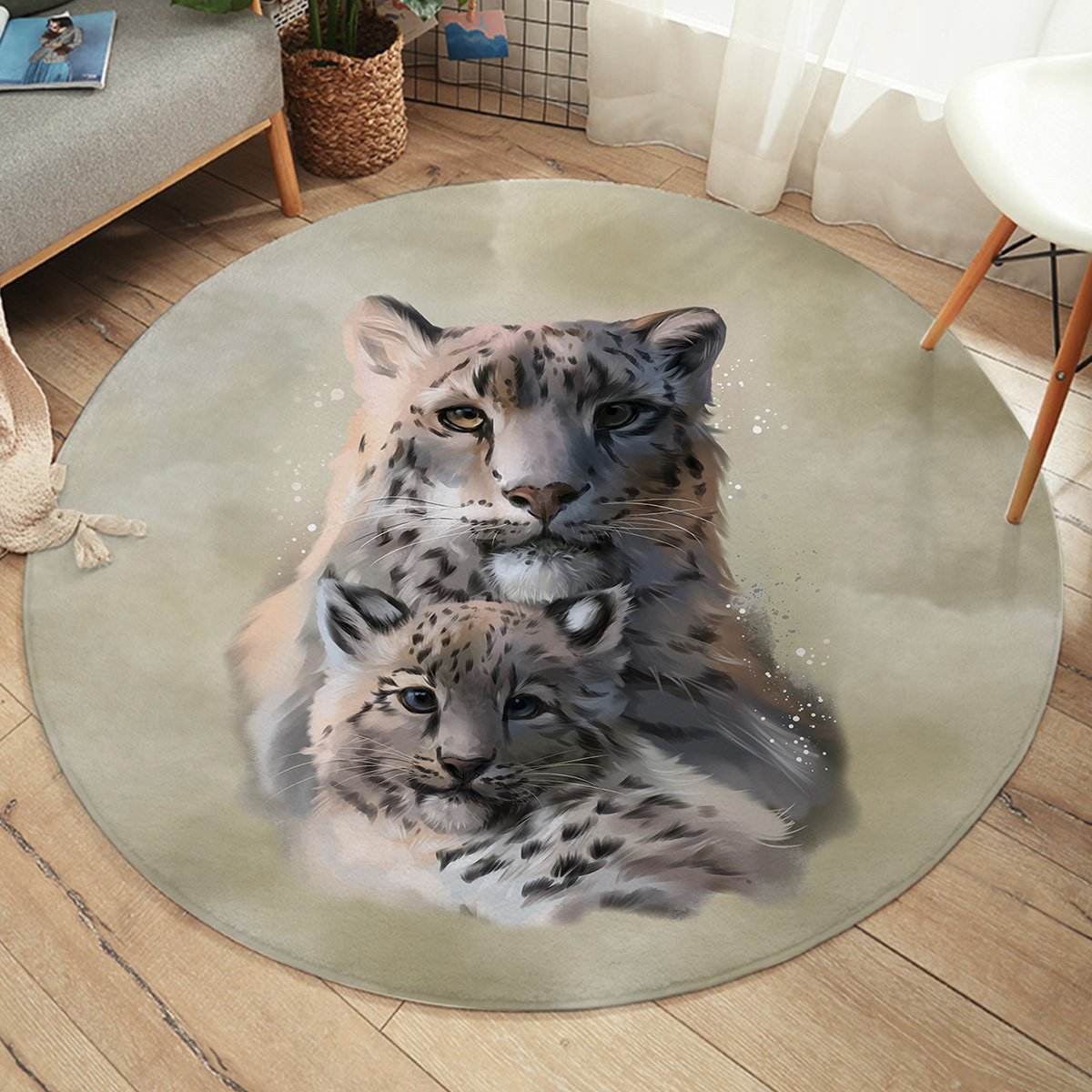 White Tigers SW1192 Round Rug