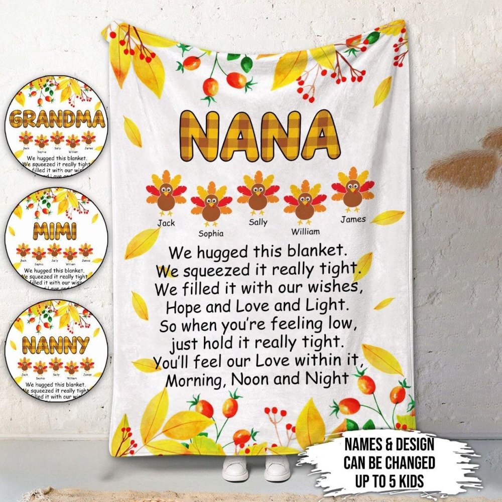 We Hugged This Nana Personalized Grandma Blanket