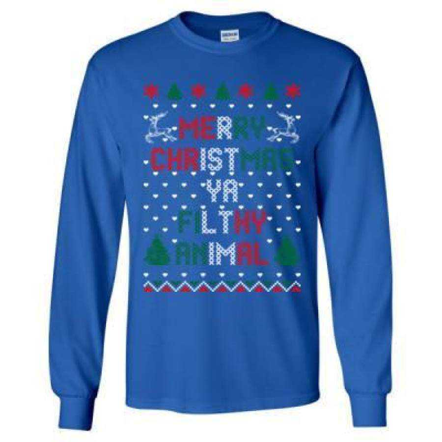 AGR Merry Christmas Ya Filthy Animal Christmas Ugly Sweater – Long Sleeve T-Shirt