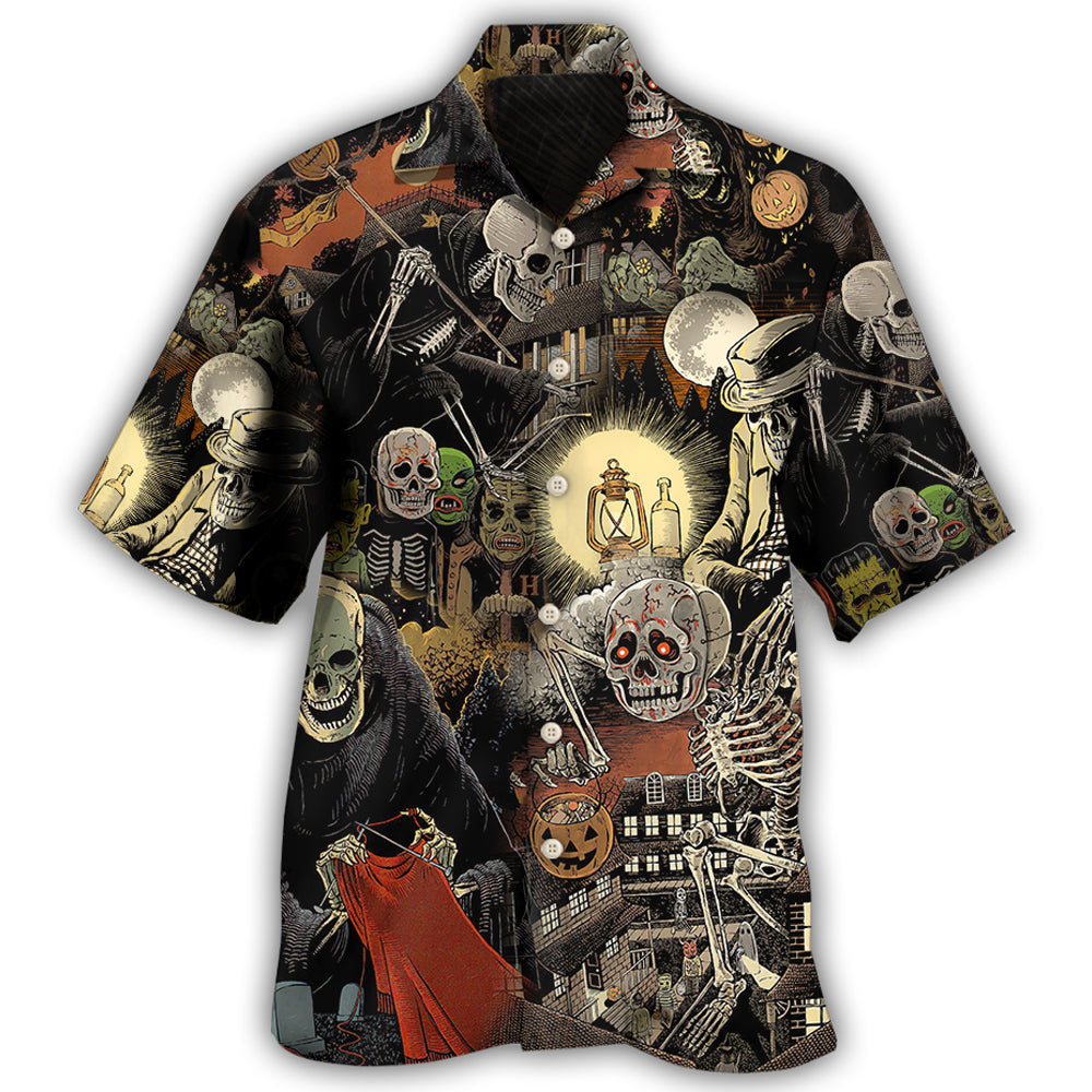 Halloween Night Skeleton Pumpkin Scary Hawaii Shirt Ha48072