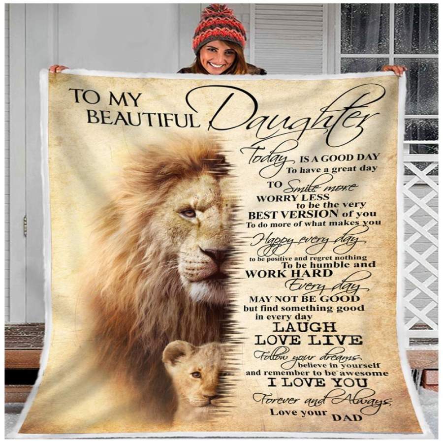 ZALOOO To Be Awesome Dad To Daughter Lion Blanket