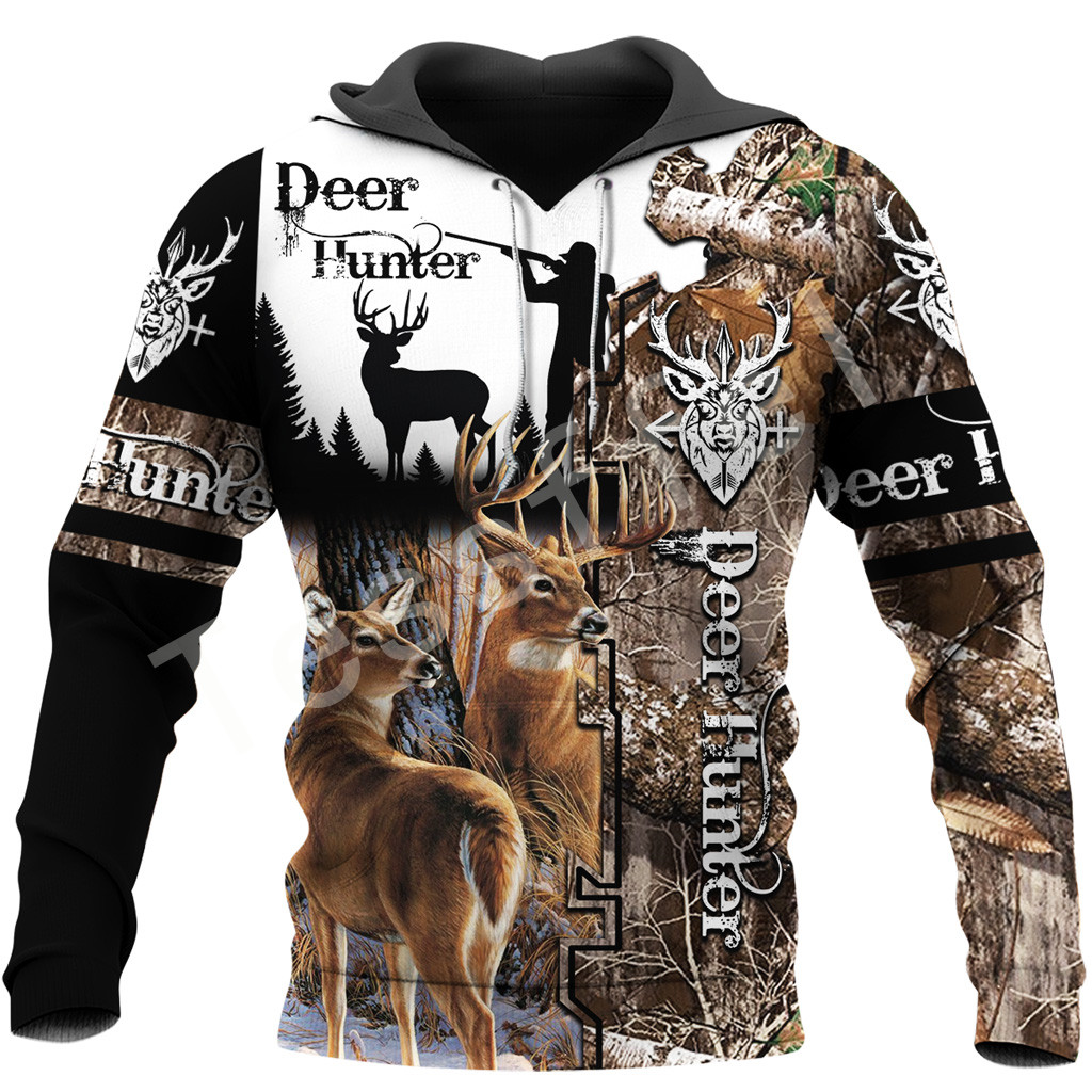 Tessffel Deer Hunting Camo 3D All Over Printed New Men’s Sweatshirt Harajuku Zipper Hoodie Casual Unisex Jacket Pullover S-21 alx