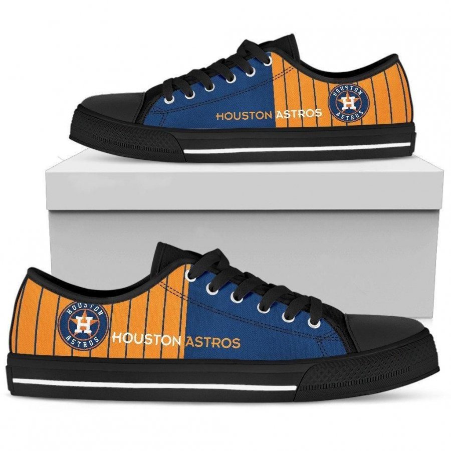 Cool Simple Design Vertical Stripes Houston Astros Low Top Shoes #462