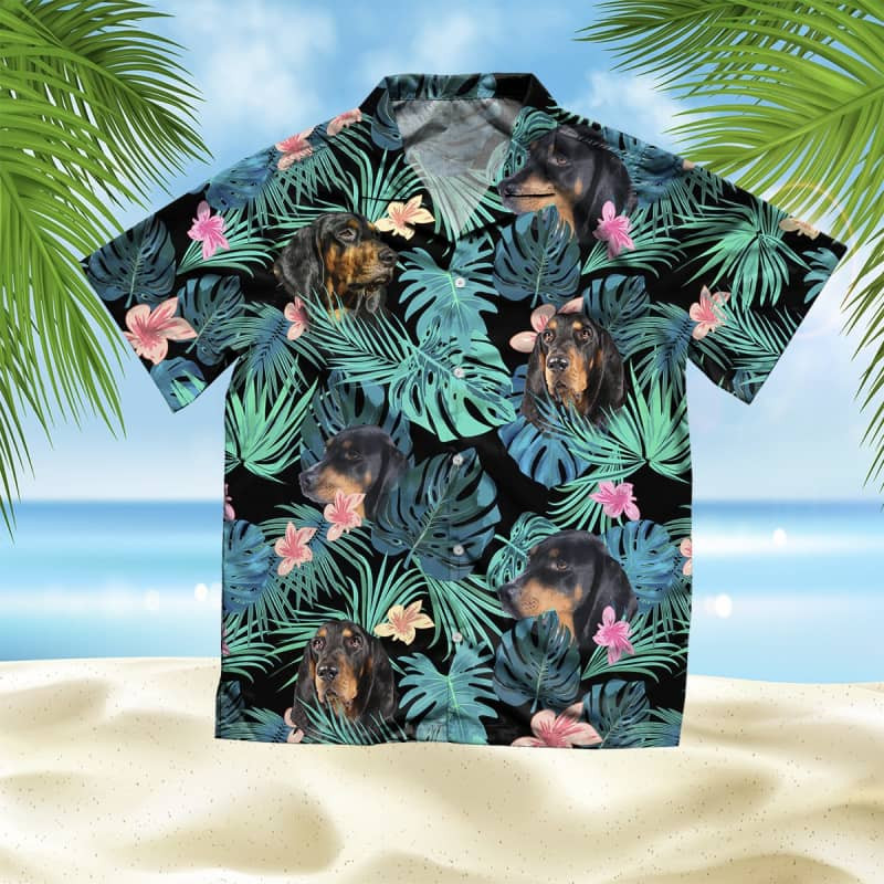 Felacia Black And Tan Coonhound Summer Leaves Hawaii Shirt Ha55599