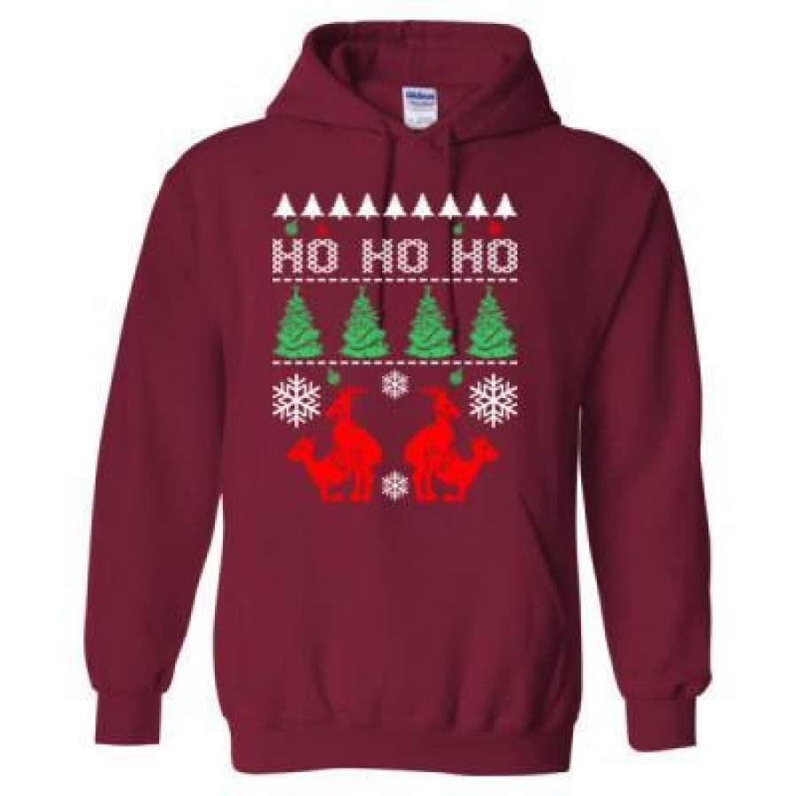 AGR Ho Ho Ho Ugly Sweater Reindeer Christmas – Heavy Blend™ Hooded Sweatshirt