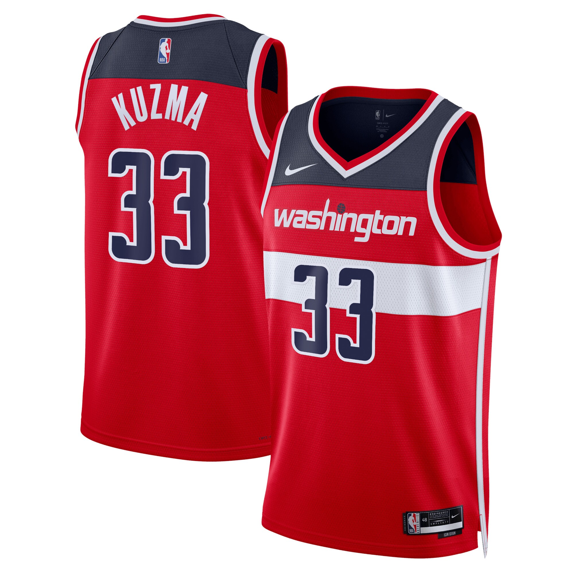 Washington Wizards Icon Edition Swingman Jersey – Red – Kyle Kuzma – Unisex