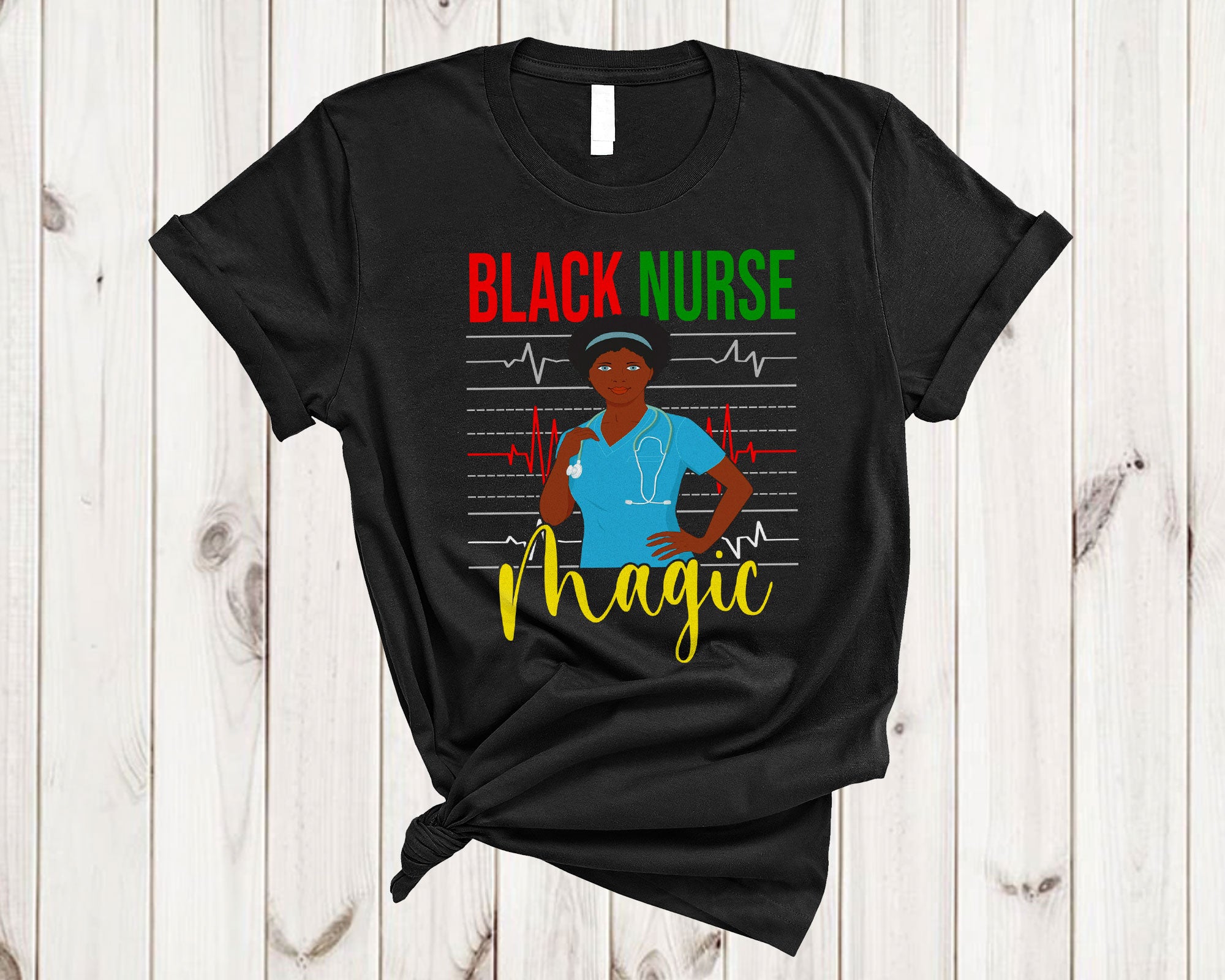 Juneteenth Shirt Black Nurse Magic Cute Black Melanin Nurse Juneteenth Afro African Pride T-Shirt