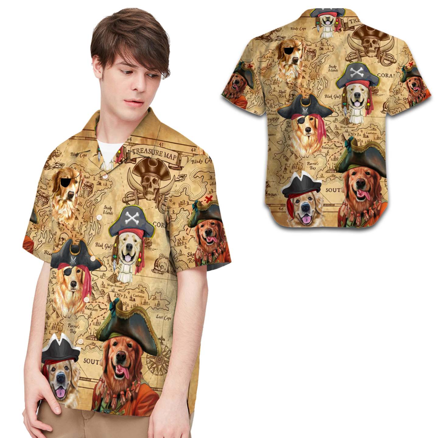 Pirate Golden Retriever Men Hawaii Shirt For Dog Lovers Ha79683