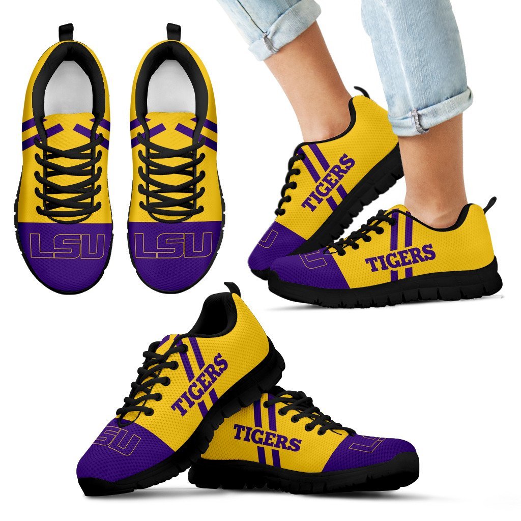 Colorful Line Stripe LSU Tigers Sneakers