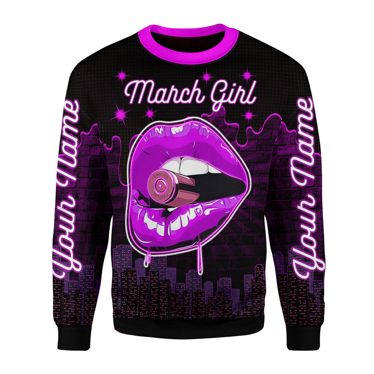 Customspig Personalized Ugly Sweater I’M A March Girl All Over Printed