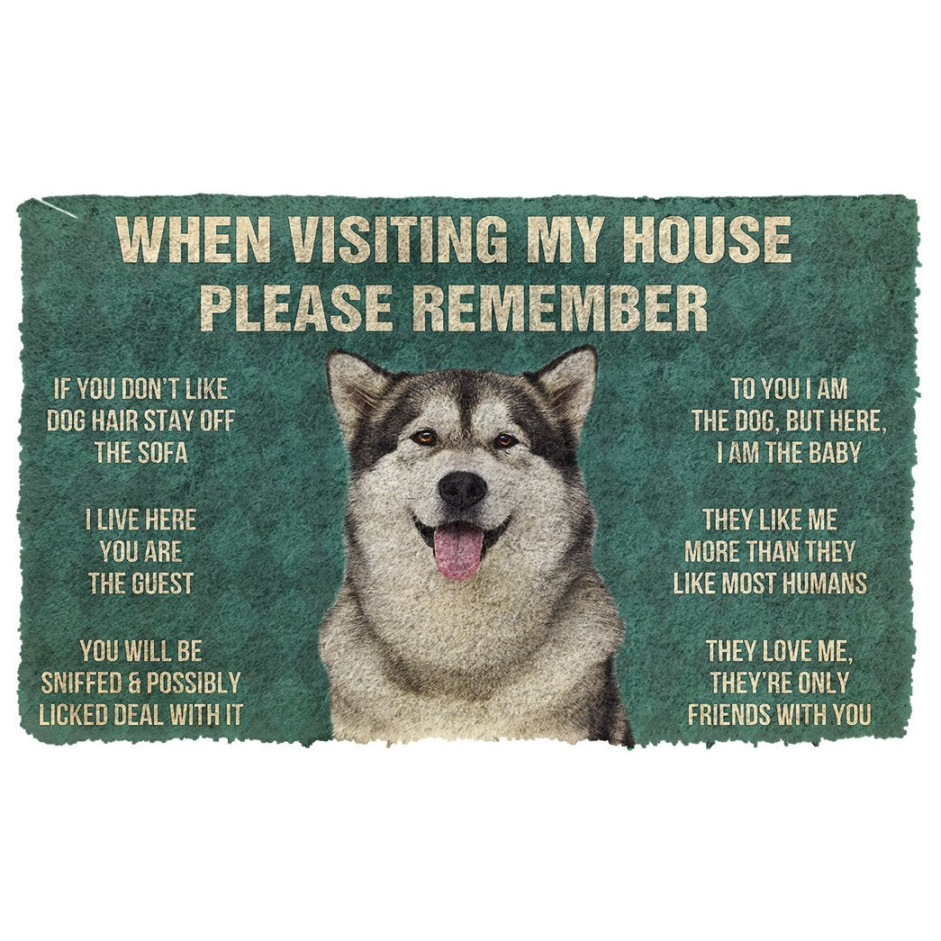 Gearhumans 3D Please Remember Alaskan Malamute Dogs House Rules Custom Doormat