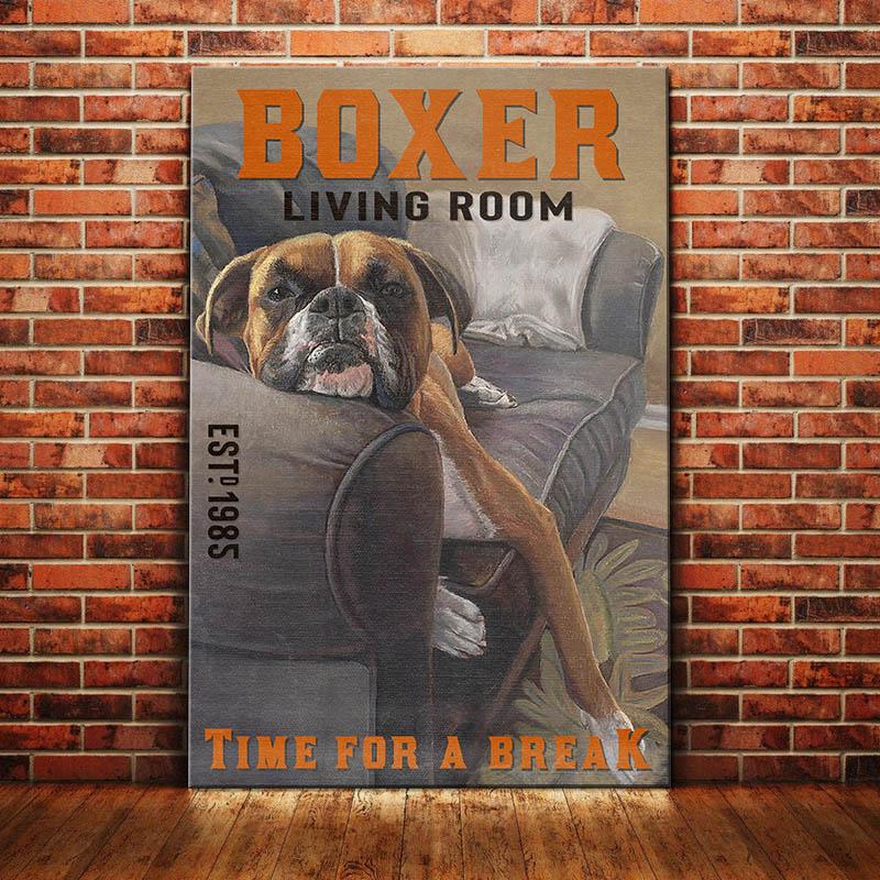 Boxer Dog Living Room Canvas And Poster Time For a Break | Art Print | Home Decor | Room Decor | Wall Art