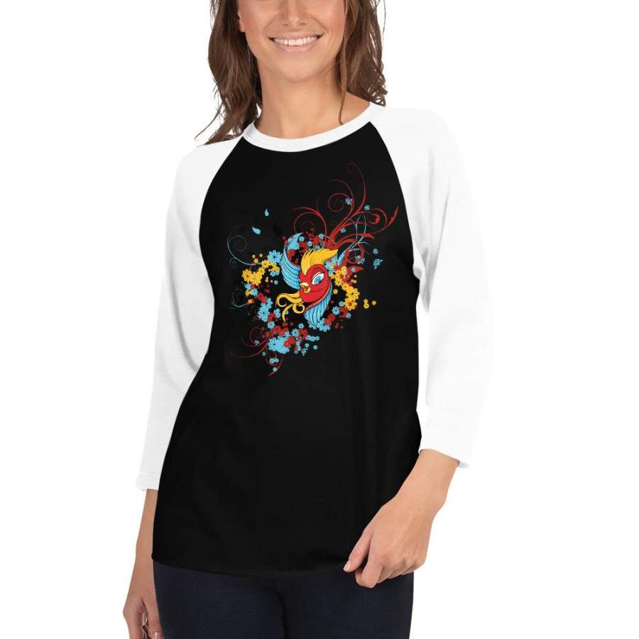 Red bird women’s 3/4 sleeve raglan shirt