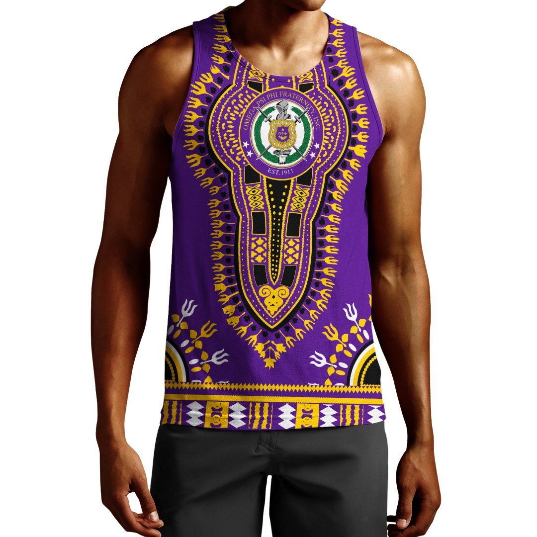 Wonderprint Tank Top Omega Psi Phi Dashiki Men Tank Top