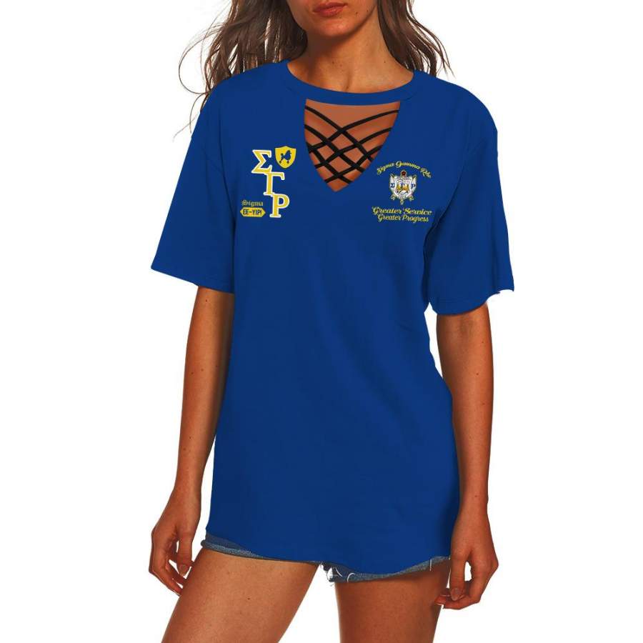 SIGMA GAMMA RHO HOLLOW OUT V-NECK T SHIRT 4520201