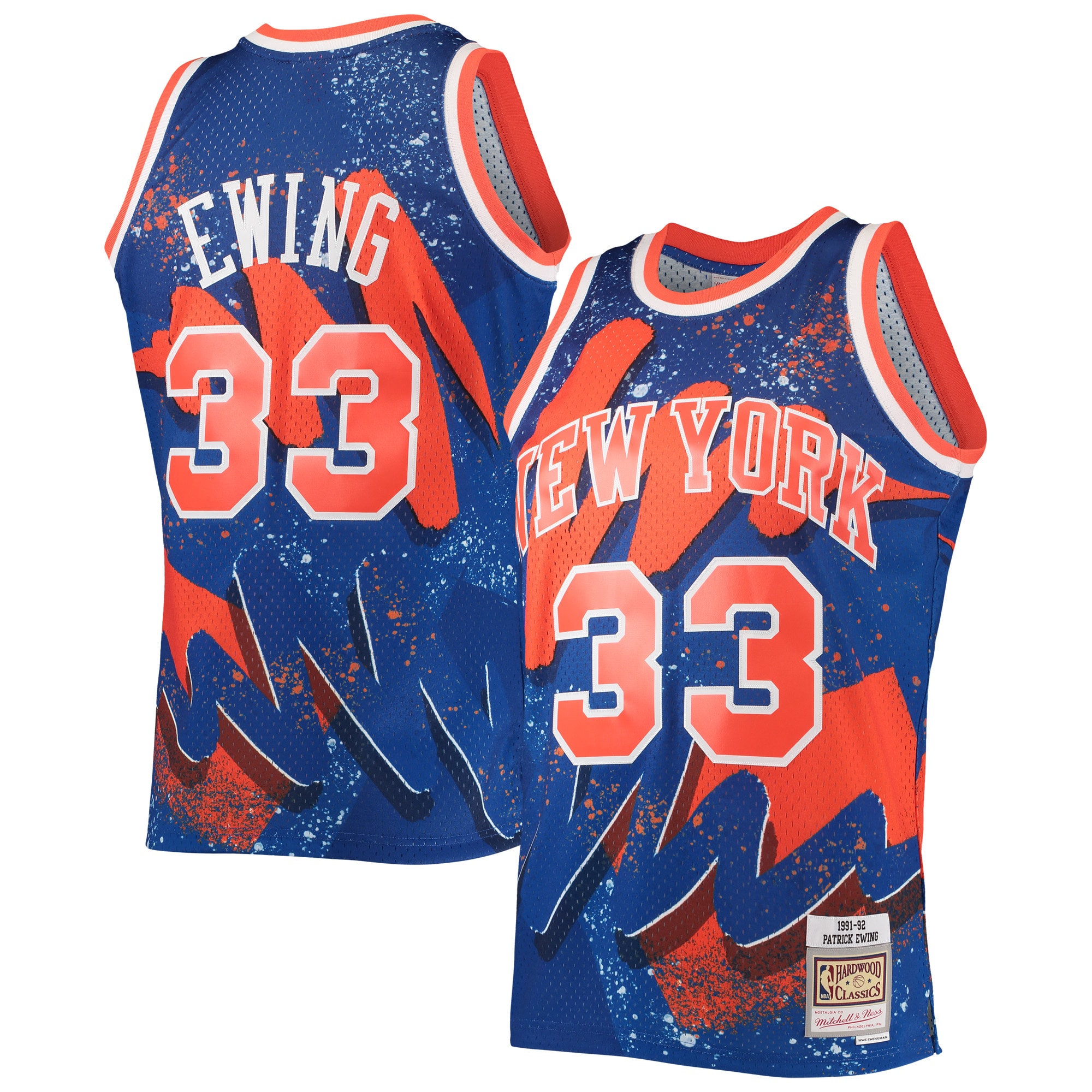 Patrick Ewing New York Knicks Mitchell & Ness Hardwood Classics 1991/92 Hyper Hoops Swingman Jersey – Blue