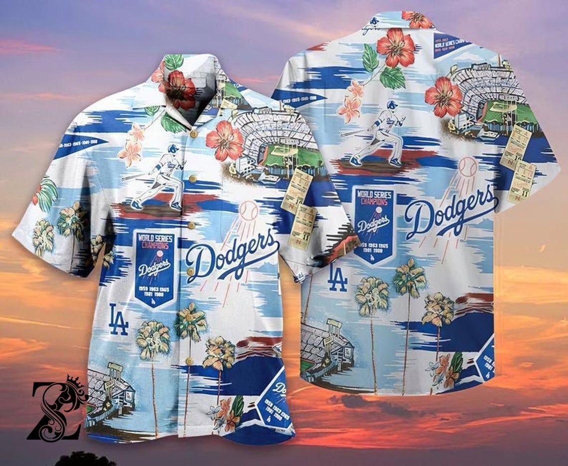 Th0020 Tropical Los Angeles Dodgers Hawaiian Beach Shirt