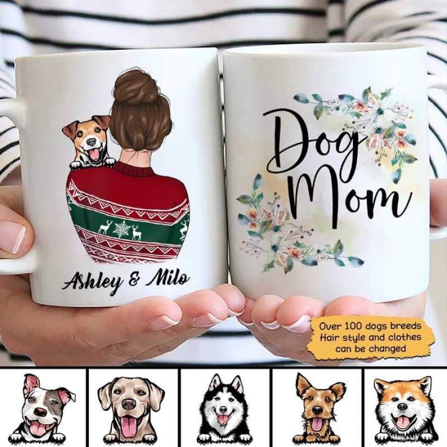 Dog Mom Floral Personalized AOP Coffee Mug