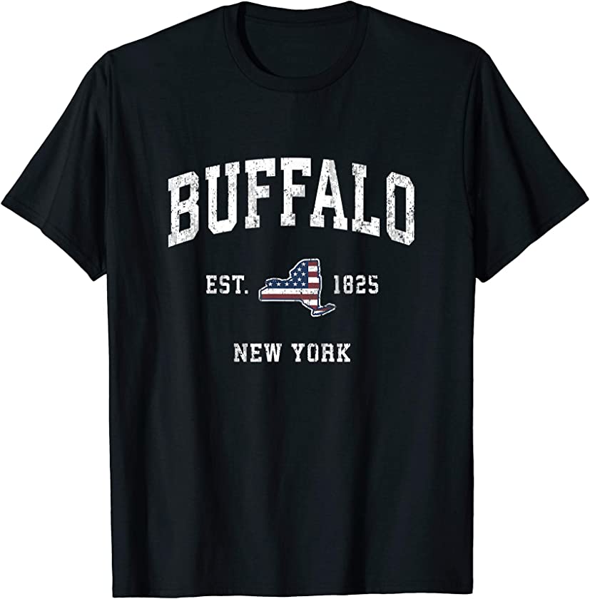 Buffalo New York NY Vintage American Flag Sports Design T-Shirt