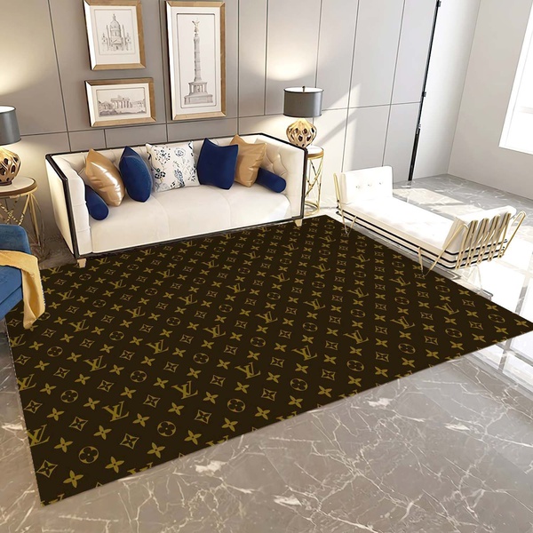 LV Rug, Hypebeast Living Room Bedroom Carpet, Fashion Brand Floor Decor