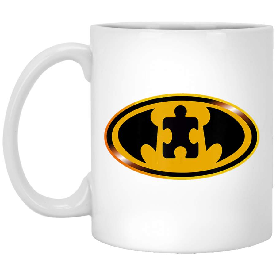 Autism Awareness Superhero Batman 11oz 15oz White Mug Idea 2nd April Puzzle Ribbon Support Autism Dad Mom Kids Autistic