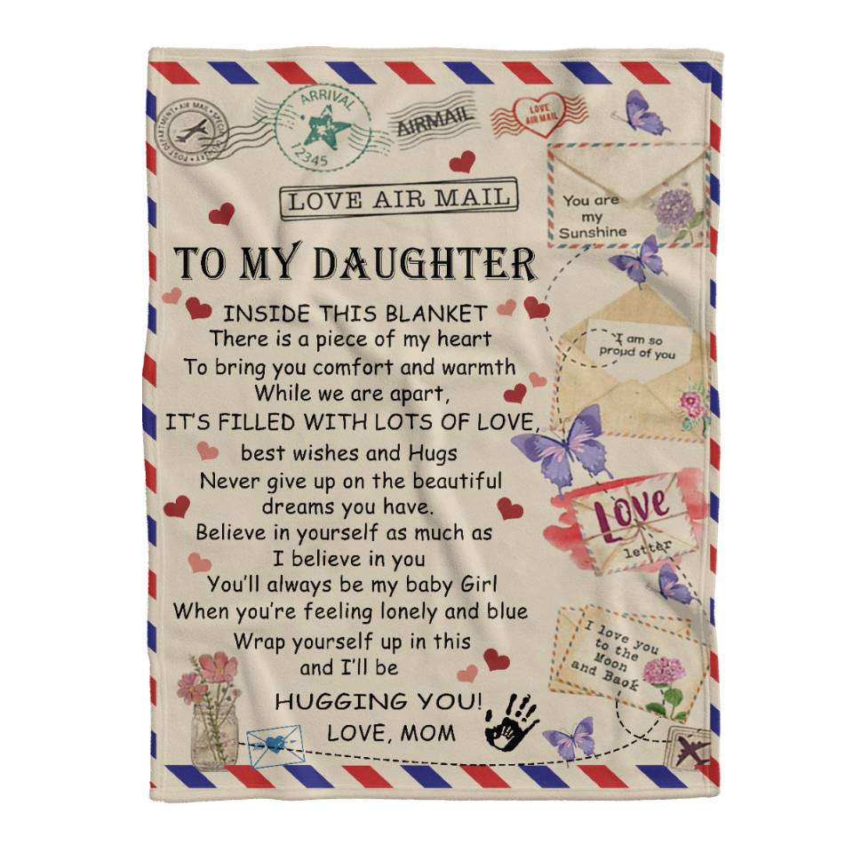 To My Daughter Letter From Mom Fleece Blanket Home Decor Bedding Couch Sofa Soft And Comfy Cozy