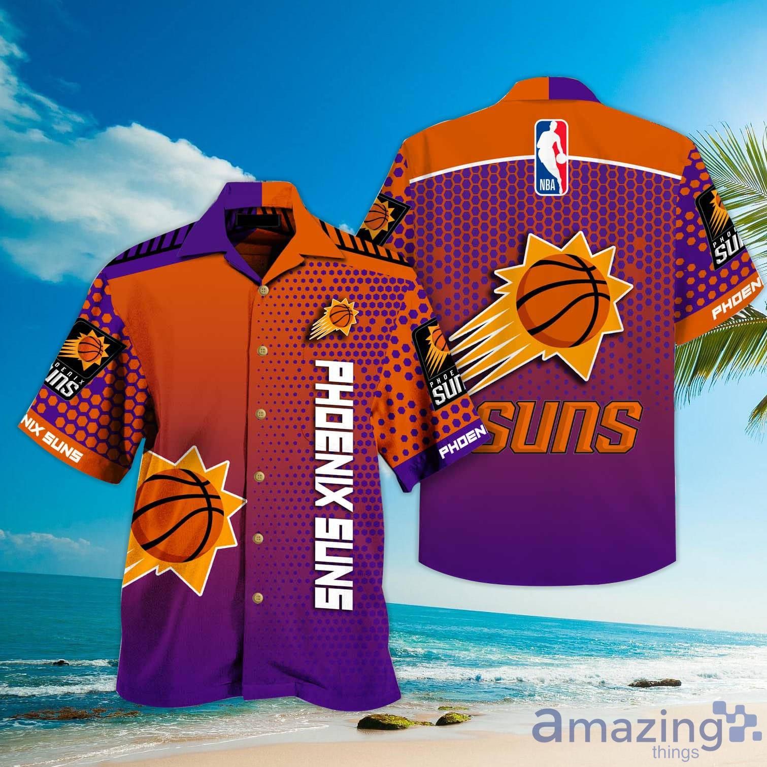 Nba Phoenix Suns Orange Blue Palm Trees Trendy Hawaiian Shirt V2 Aloha Shirt