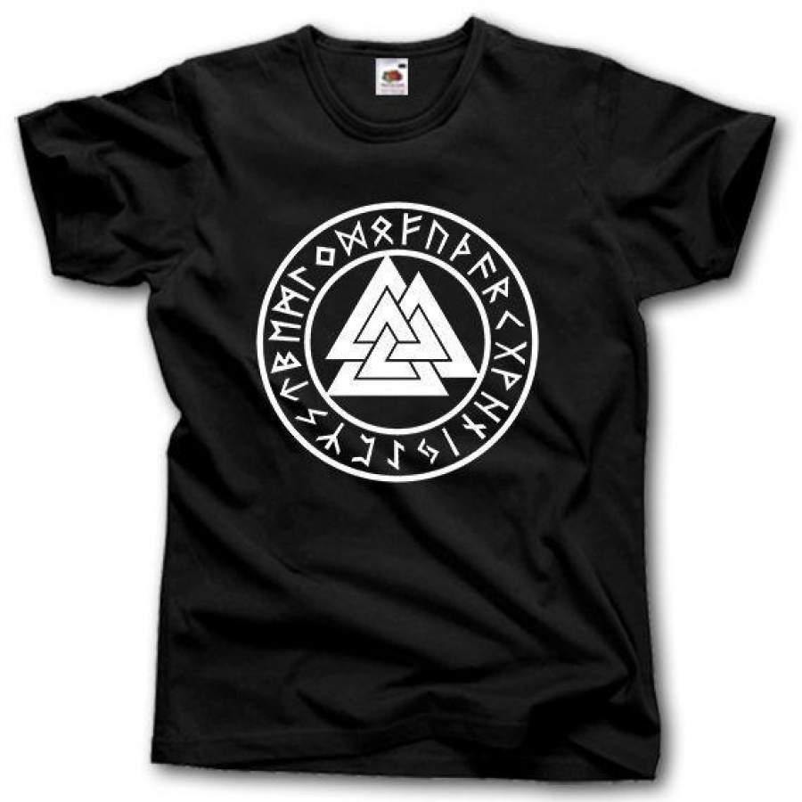 Mens Norse Viking Pagan Valknut Rune Circle T-shirt Summer Fashion T-shirt, Viking Thor Sybol Valhalla