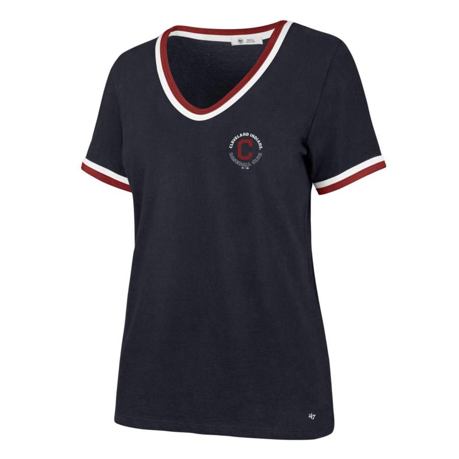 CLEVELAND INDIANS ’47 BEDFORD LETTER V-NECK TEE WOMENS