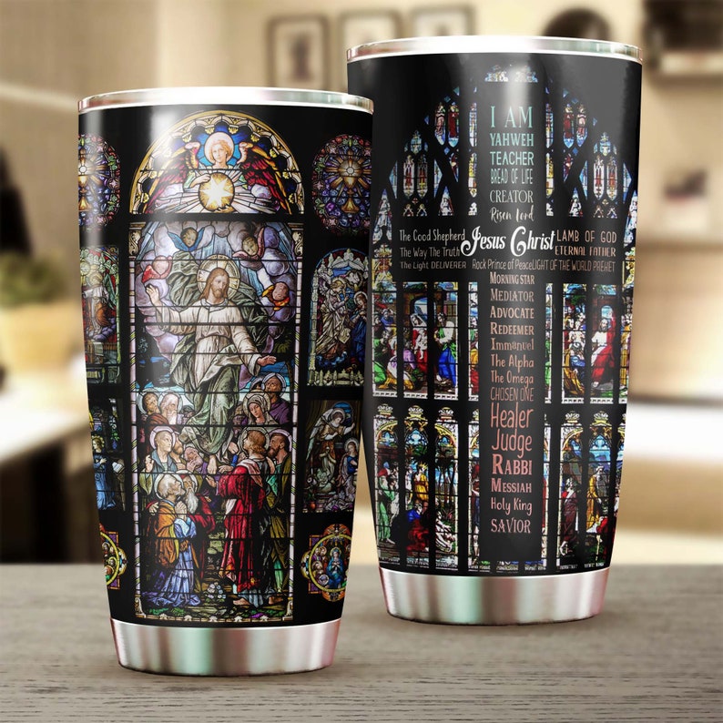 Stained Glass Jesus Flawless Meaningful Tumbler-Jesus Gift -Birthday Christmas Gift For Jesus Lover Catholic Christians