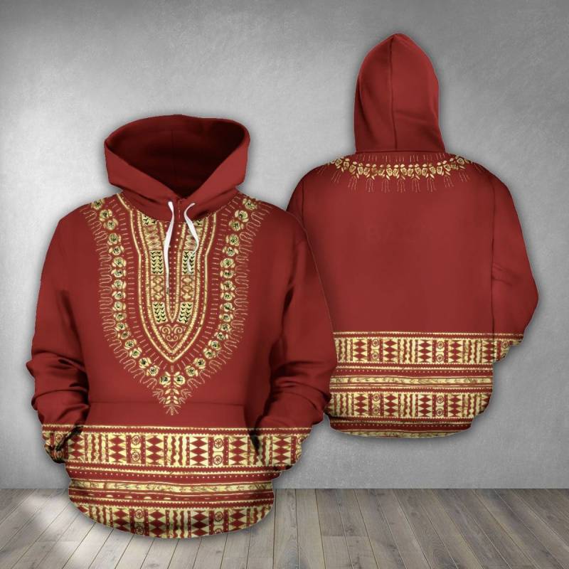 African Dashiki – Red All Over Print Hoodies