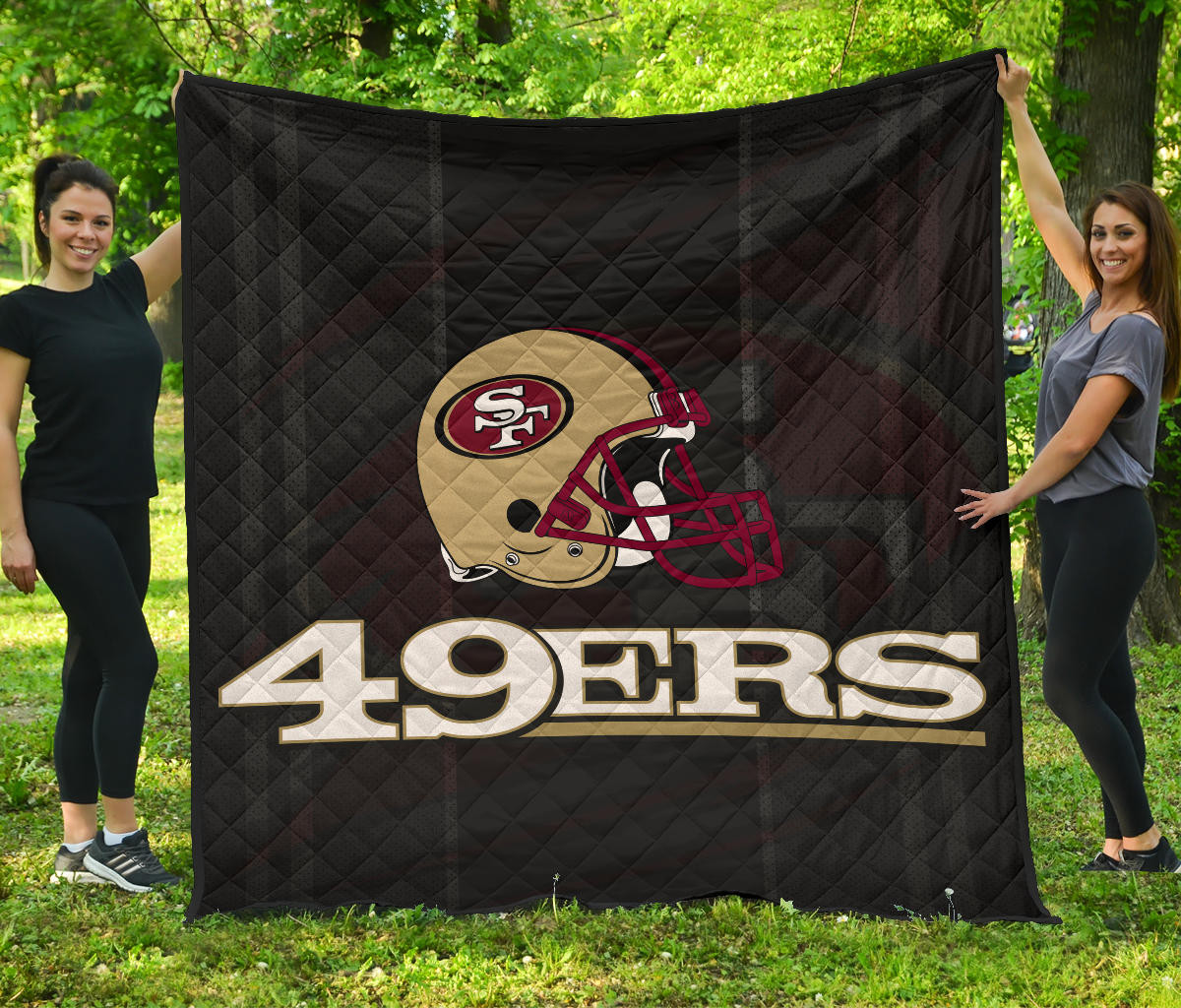 San Francisco American Football 49Ers Football Minimal Ers Helmet Artwork Premium Quilt Blanket