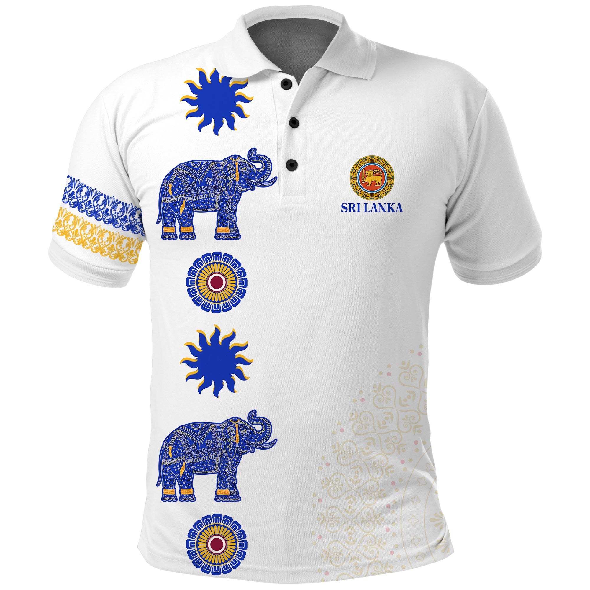 Sri Lanka Polo Shirt Traditional Pattern And Elephants Lt13