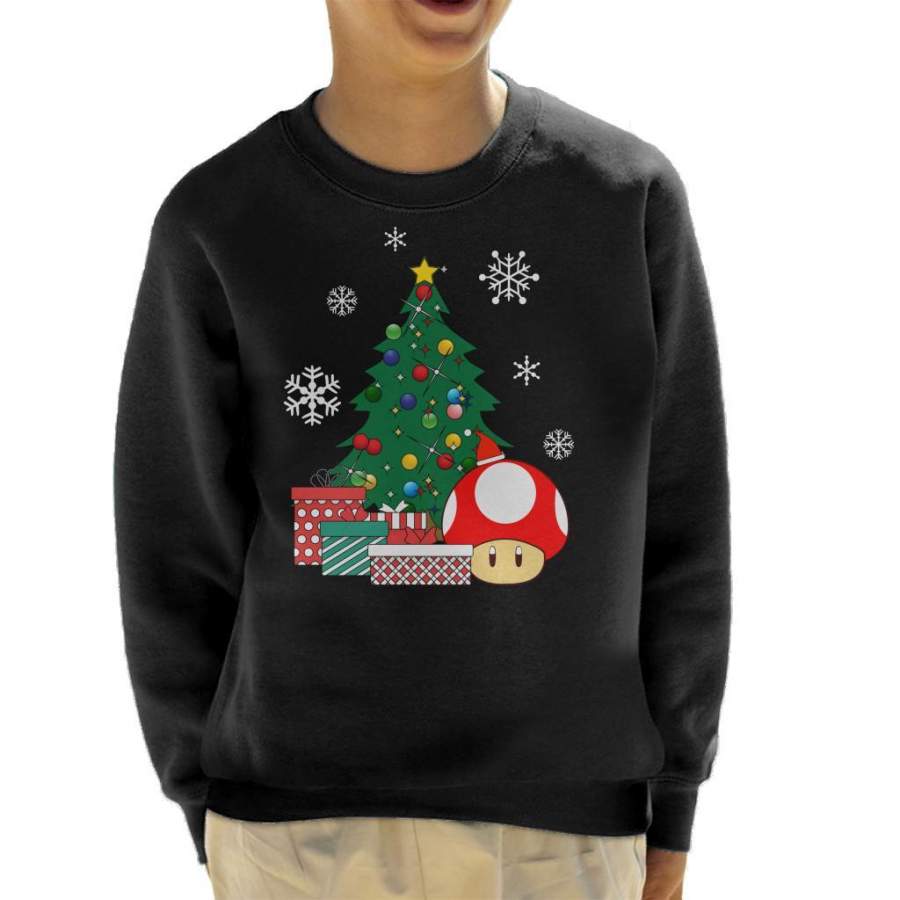 Mario Mushroom Around The Christmas Tree Kid’s Sweatshirt