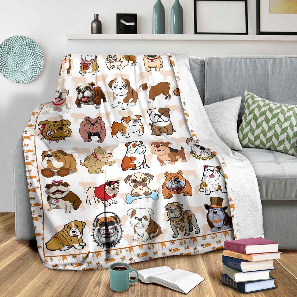 Bulldog – I Love Bulldog Blanket Gift For Bulldog Dog Lovers Family Gift Home Decor Bedding Couch Sofa Soft And Comfy Cozy