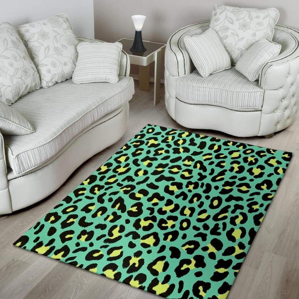 Green Leopard Area Rug