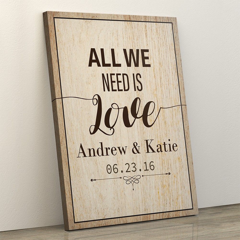 All We Need Is Love Custom Square Canvas Anniversary Gift – Valentine’s Day Gift