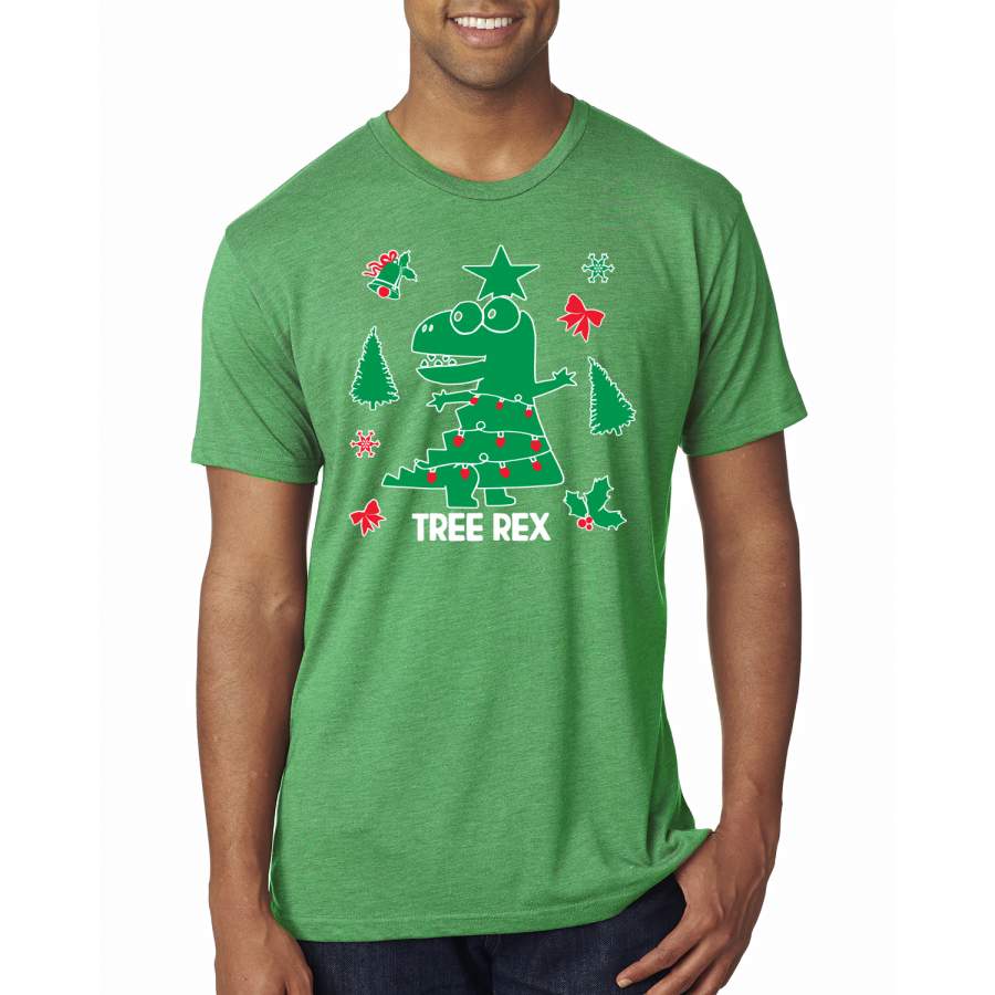 Christmas Trex Tree Rex Ugly Christmas Sweater Christmas Mens Premium Tri Blend T-Shirt