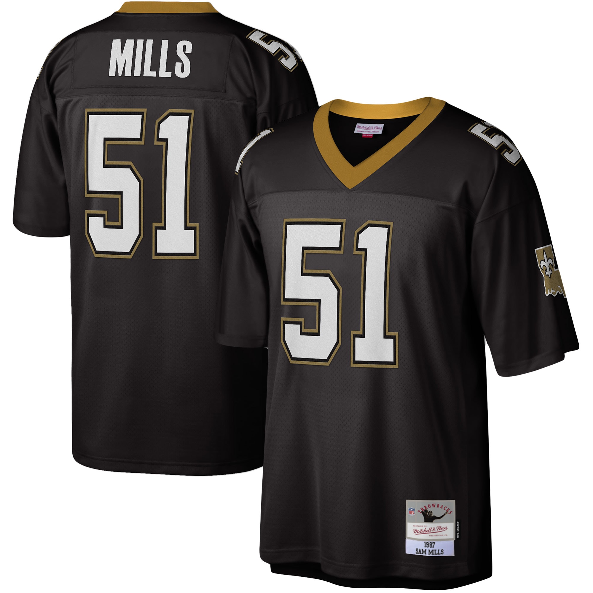 Sam Mills New Orleans Saints Mitchell & Ness Legacy Replica Jersey – Black