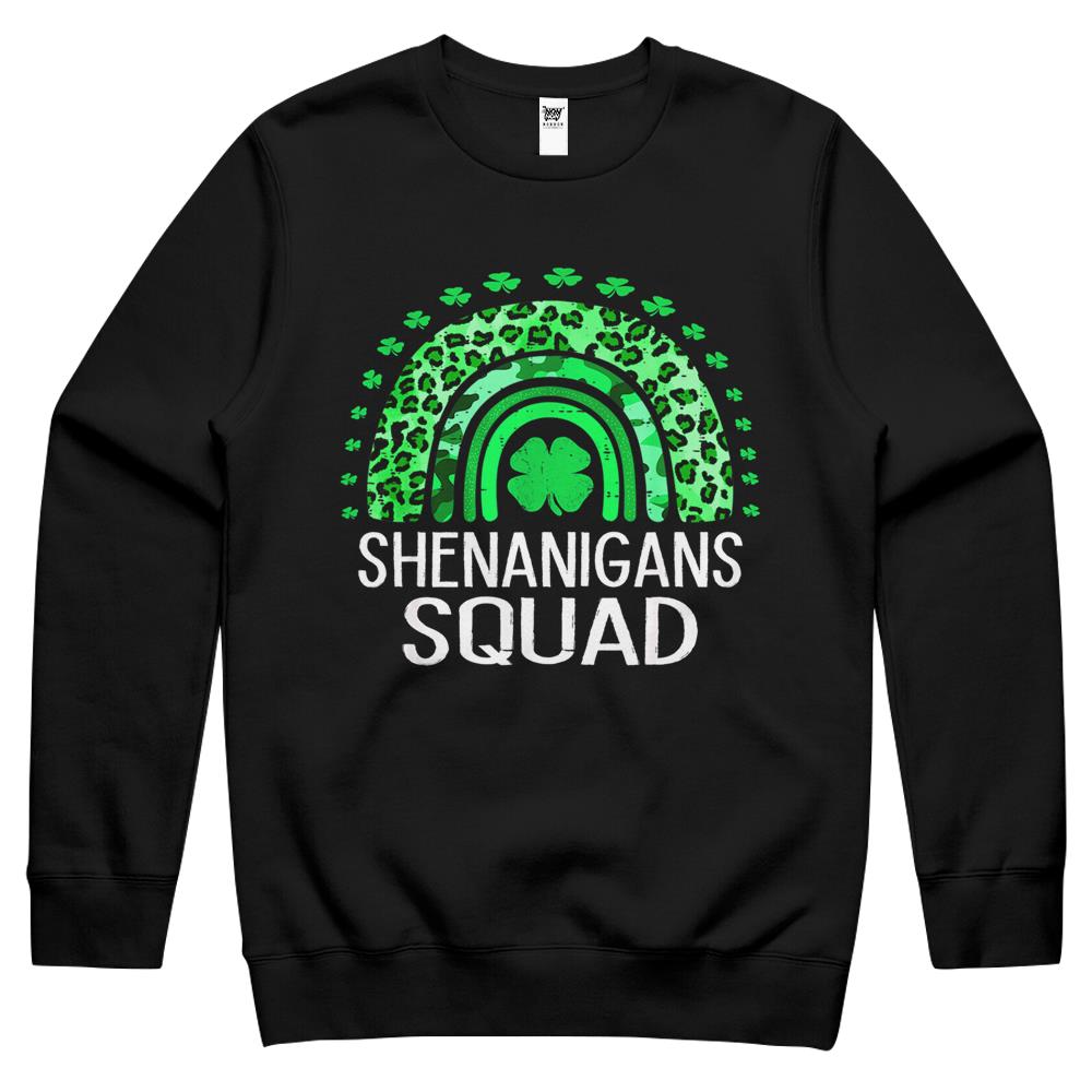 Shenanigans Squad Funny St Patricks Day Costume Rainbow Gift Crewneck Sweatshirt