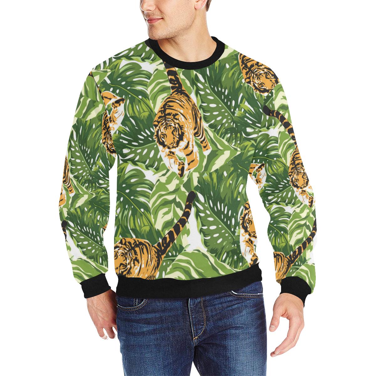 Bengal Tiger Pattern leaves Men’s Crew Neck Sweatshirt