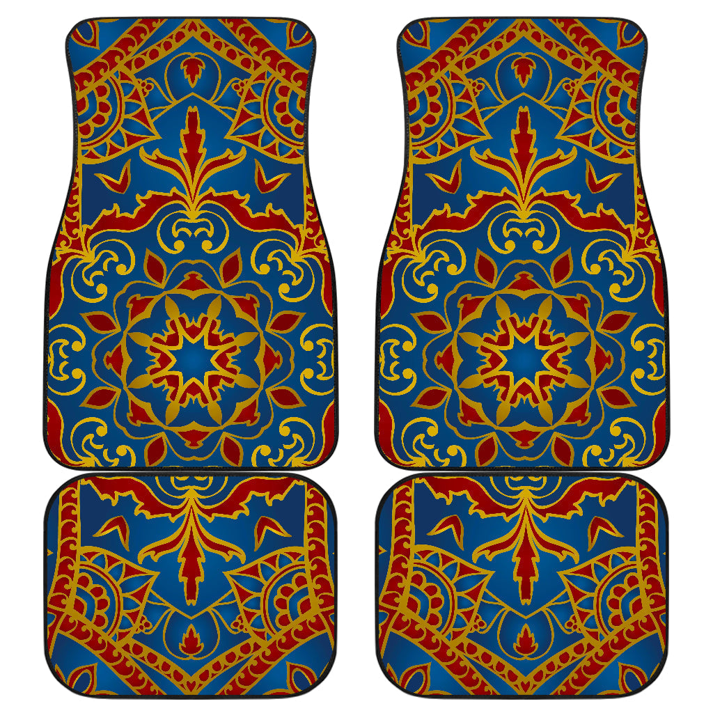 Bohemian Indian Mandala Pattern Print Front And Back Car Floor Mats, Front Car Mat